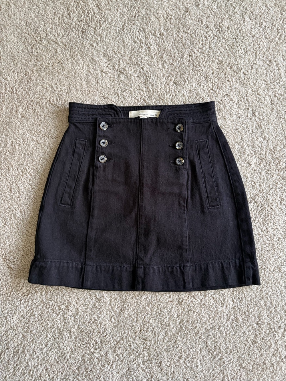 Seventy + Mochi 26 Anthropologie Black Sailor Button Mini pockets Skirt sz 4 NWT - Picture 1 of 13